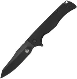 StatGear Ausus-Slim Folding Knife Black G10 Handle D2 Reverse Tanto Plain Black Blade STAT117BLK