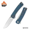 QSP Osprey Folding Knife Blue Micarta Handle 14C28N Plain Edge Satin Finish QS139-B