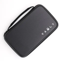 Vault Knife Case Large Black Faux Carbon Fiber Smooth Outer Shell Elastic Holders