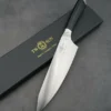 TwoSun Kitchen Chef Fixed Blade Knife Black G10 Handle 14C28N Plain Edge TS966-14C28N