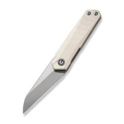Civivi Ki-V Plus Folding Knife Ivory G10 Handle Nitro-V Plain Edge Silver Bead Blast Finish C20005B-2