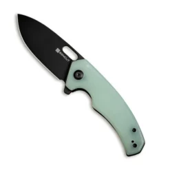 Discontinued Sencut Acumen Folding Knife Natural G10 Handle 9Cr18MoV Drop Point Plain Edge Black Stonewash Finish SA06C